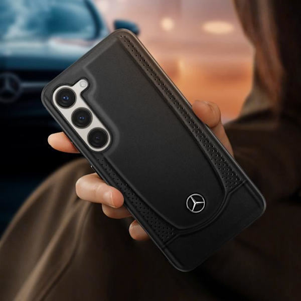 Taske til Samsung Galaxy S23 Ægte læder forhøjede kanter Mercedes Sort