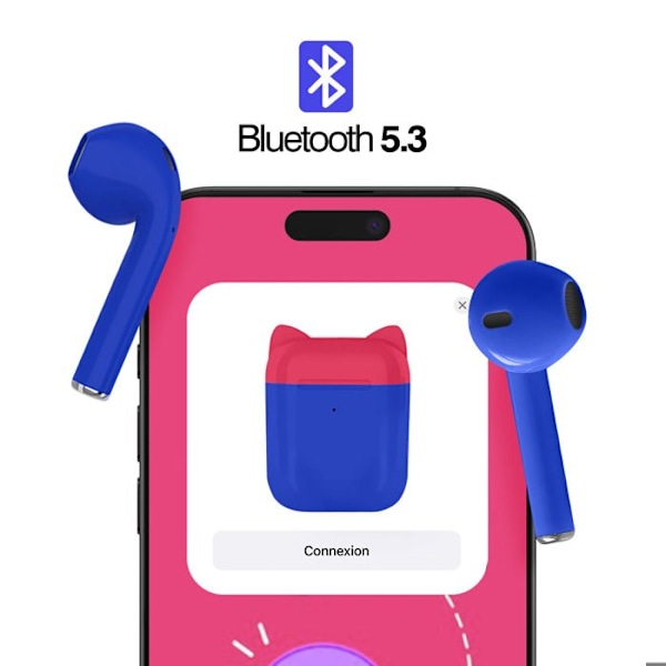 Trådlösa Bluetooth-hörlurar för barn, säker volym, mikrofon, Akashi, blå Blå
