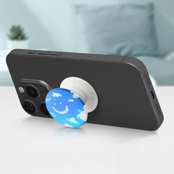 Ring och Universal Support - POPSOCKETS - Blue Skies - Infällbar - Video Support - Smartphone Vit
