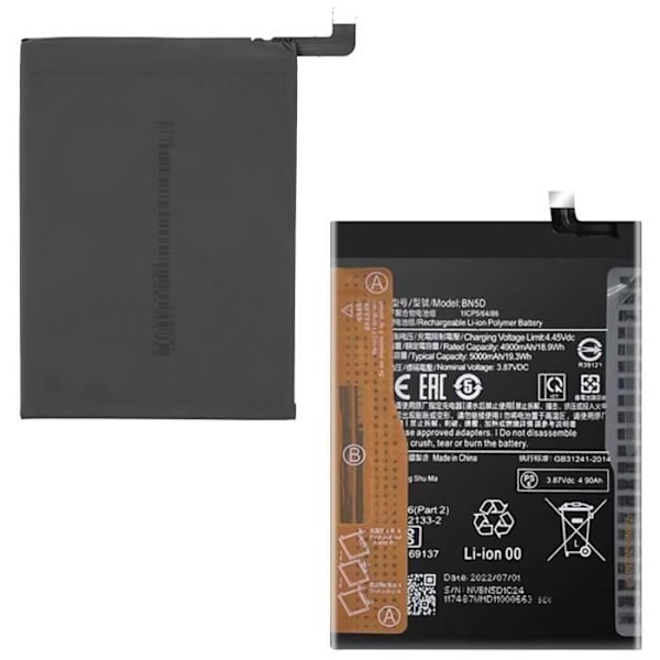 Internt batteri - XIAOMI - BN5D - 5000 mAh - Kompatibel Redmi Note 11/11S - Lithium Ion Svart