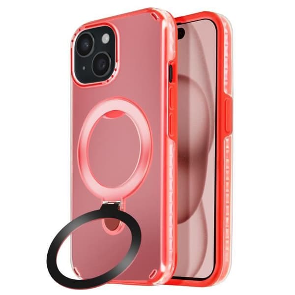 Coque MagSafe - iPhone 15 - Stødabsorberende - Fleksibel Støtte - Rød Röd