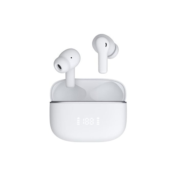 Trådlösa TWS-hörlurar Bluetooth 5.3 ANC ENC Digital visning Immersiv ljud Jaym Vit Vit