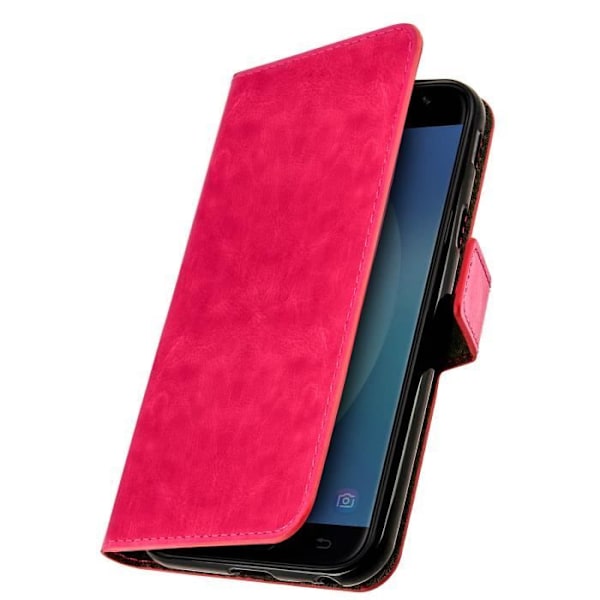 Housse Folio Portefeuille - AVIZAR - Galaxy J3 2017 - Øko-læder Vintage - Video Support - Fuld Beskyttelse Rosa