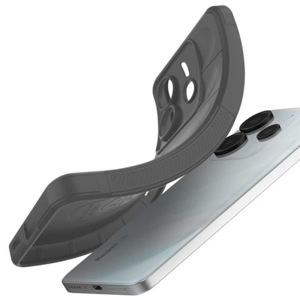 Skyddande fodral för Xiaomi Redmi Note 14 5G Stöttålig Silikon Texturerat mönster 3D Silver Grå