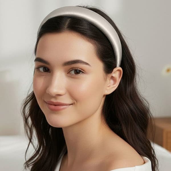 Bred Satin Kudde Hårband Sublimt Vit Vit