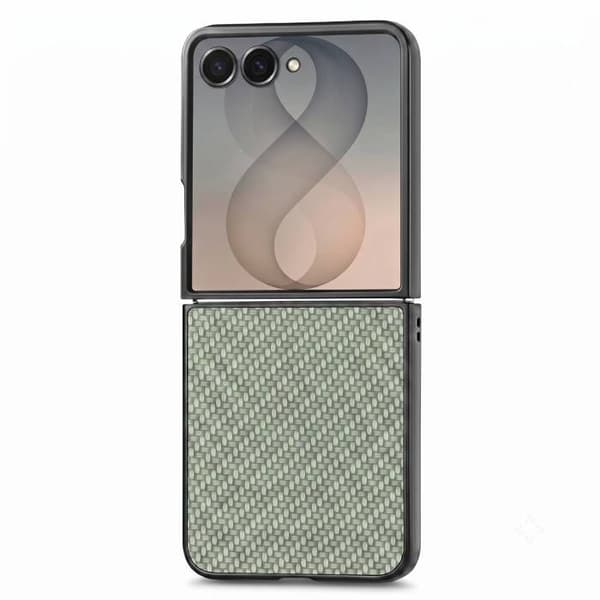 Cover til Galaxy Z Flip 8 Carbon Læder Effekt med Hævede Kanter Grøn Grön