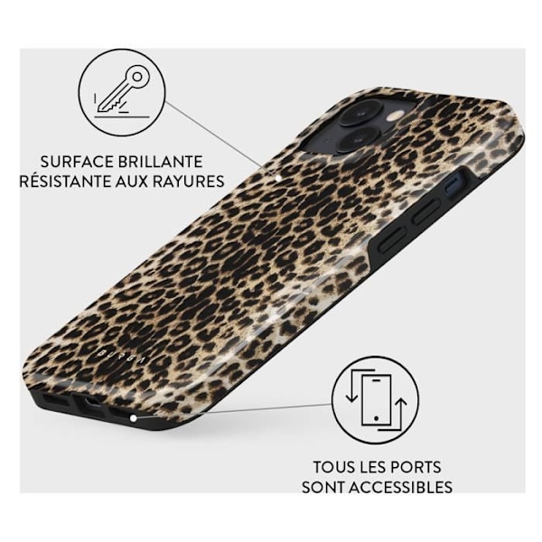 Coque til iPhone 15 Plus MagSafe Tough Antichocs Model Player Burga Leopard kastanj