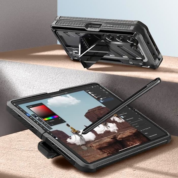 Heltäckande skal Samsung Galaxy Z Fold 6 Stötsäkert Kickstand Support Supcase Svart Svart