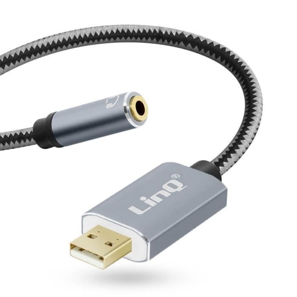 Ljudadapter - LinQ - U3530 - USB till Jack 3.5mm - Ljud- och mikrofonfunktion - Grå