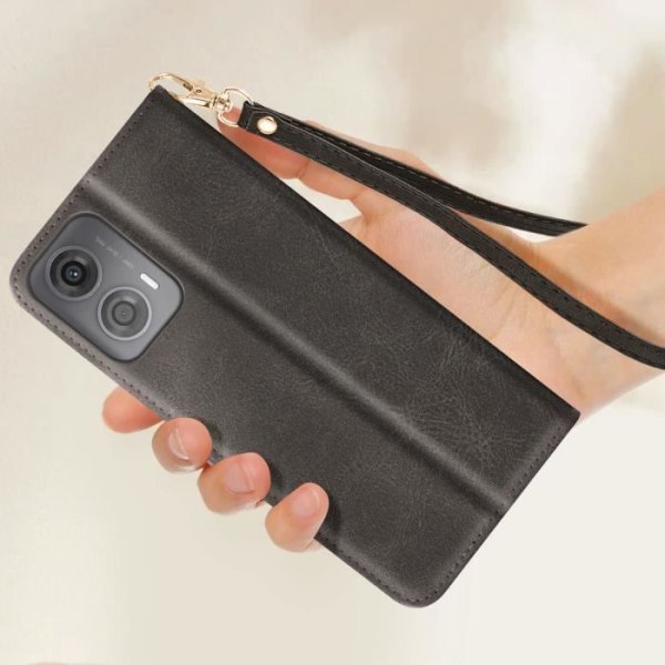 Kotelo Motorola Moto G24- ja G04-lompakkopidikkeen rannehihnalle tummanharmaa Grå