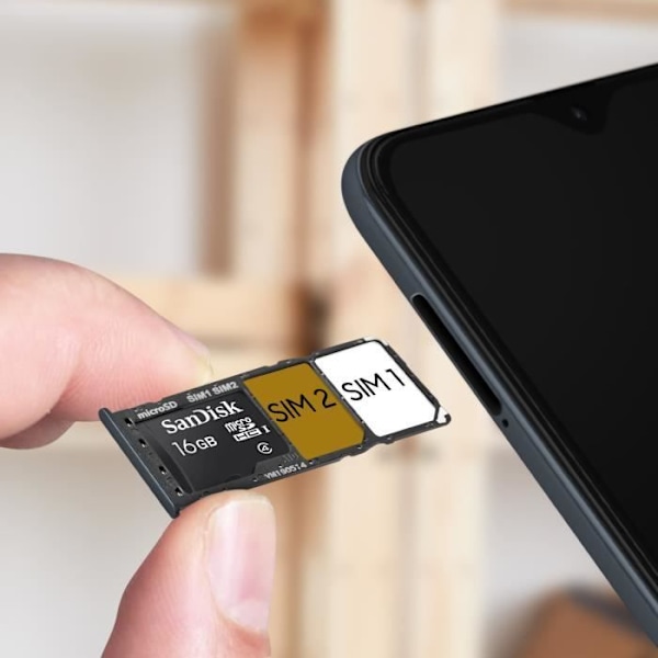 Ersättningsfack för SIM-kort - Samsung Galaxy A10 - Svart - 2 nano SIM-kortplatser - Micro-SD-kortplats Svart