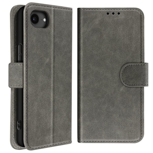 Étui til iPhone 16e - Chesterfield - Grå - Wallet Flip - Videostand Grå