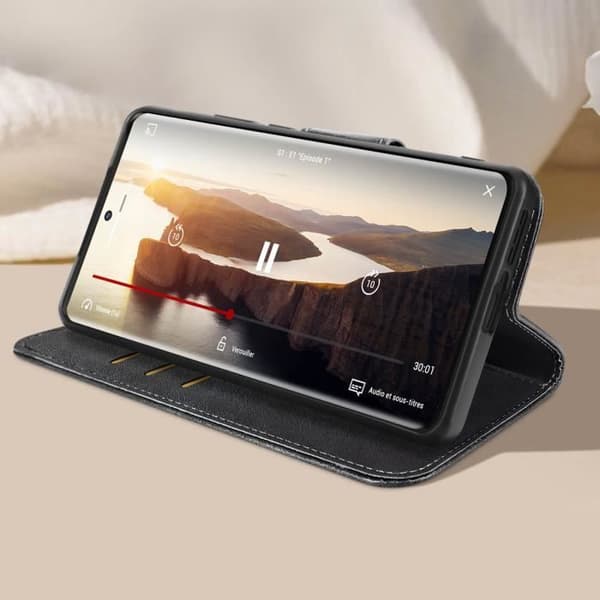Fodral - Motorola - Edge 40 - Syntetiskt läder - Rem - Videostöd Nattblått