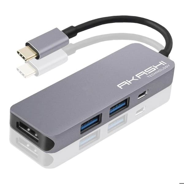 Hub USB Typ C - Akashi - 4 i 1 - HDMI 4K - 2 USB 3.0-portar - Plug & Play