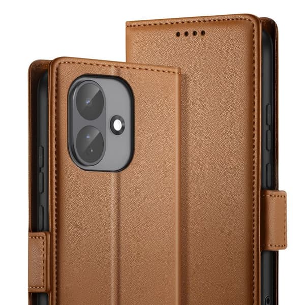 Plånboksfodral för Redmi Note 17 Pro Serie Smart Book med Stöd Ljusbrun brun