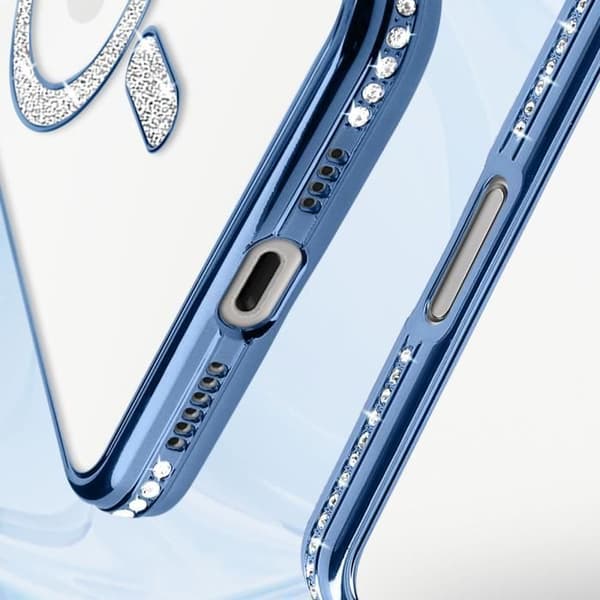 Coque - Diamant - iPhone 16 Pro - Magnetisk Beskyttelse - Kontur Strass - Lys Blå Blå