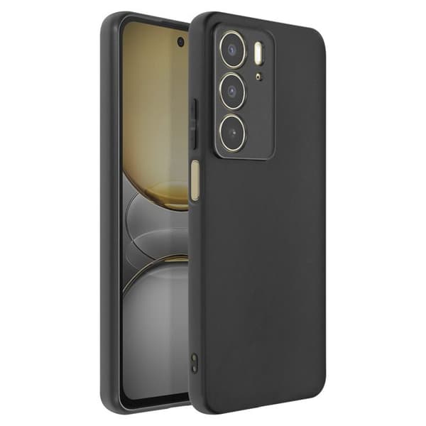 Siliconeblødt oliefrit etui til Realme C75 sort Svart