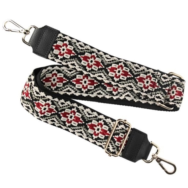 Telefonrem - Vychyvanka - Sort - Folklorisk design - Justerbar rem - Metal