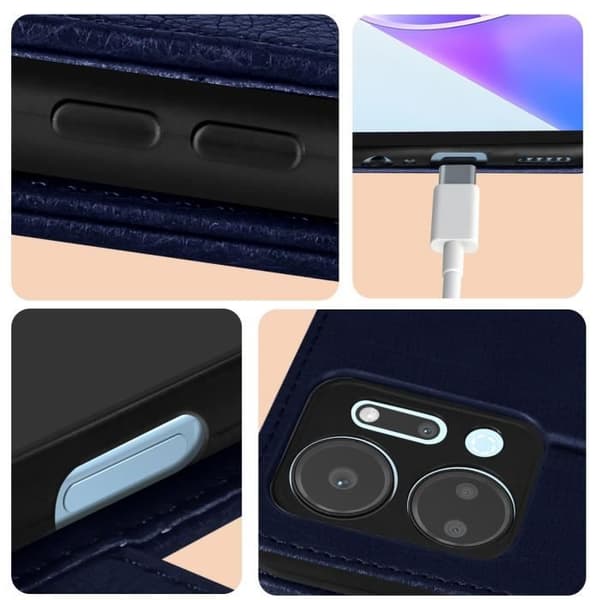 Etui til Honor X7a - AVIZAR - Video Support Wallet - Blå Blå