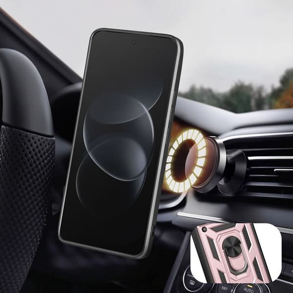 Fodral för Redmi Note 17 Pro med ringstöd och glidande kameraskydd i roséguld Roséguld