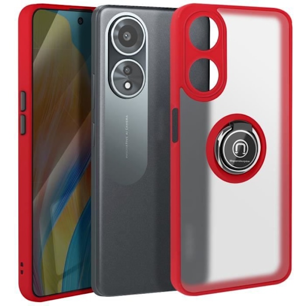 Coque pour Oppo A58 Bague Métallique Support Vidéo Rouge Röd