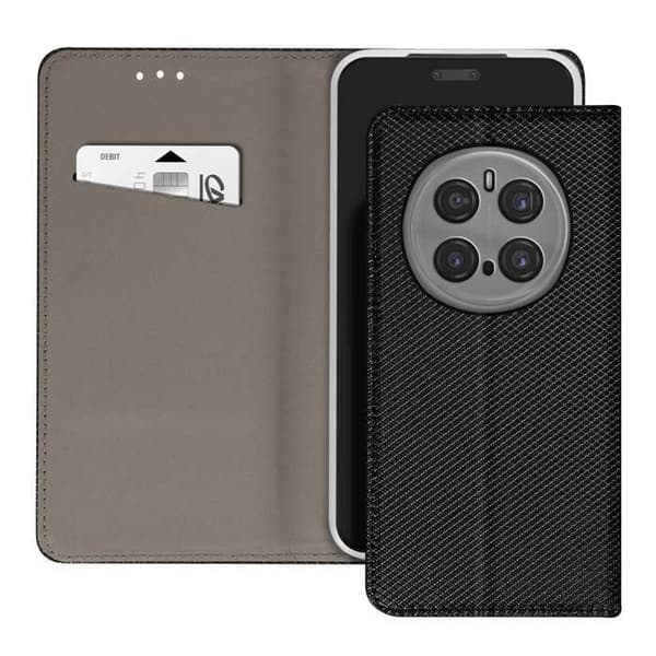 Etui til Honor Magic 7 Pro - Sort - Syntetisk læder - Magnetisk klap - Kortopbevaring - Fleksibel Svart