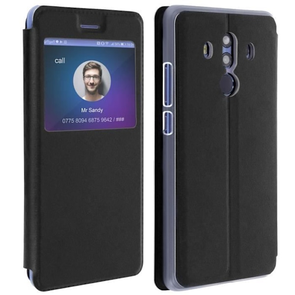 Fodral med Fönster - AVIZAR - Huawei Mate 10 Pro - Hård Skal - Helt Skydd - Stöd Funktion Svart