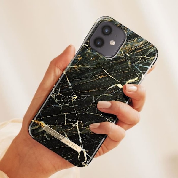 Suojakuori iPhone 12 Mini Marbled Luxury Ultra ohut Port Laurent Marble iDeal of Sweden musta / kulta