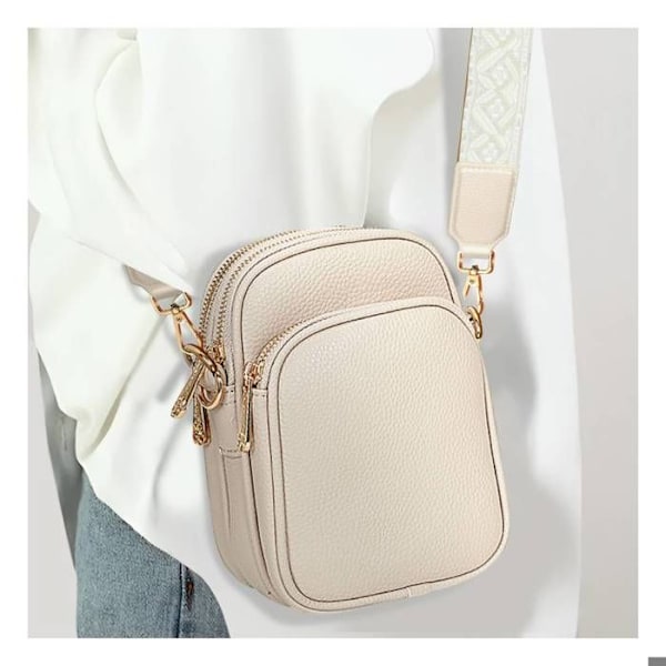 Handväska - Gallantry - Elegant Taupe - Justerbar axelrem - 3 fack - Syntetisk Beige