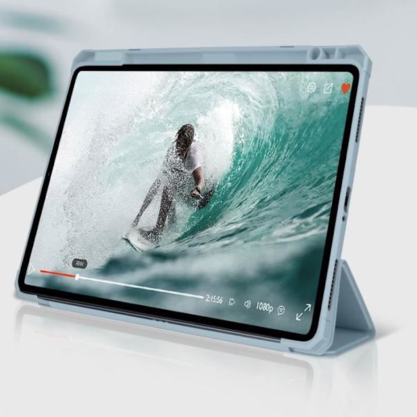 Etui - AVIZAR - Xiaomi Pad 5 och 5 Pro - Videostöd - Ekoskinn - Ljusblå / Transparent Ljusblå / Transparent rygg