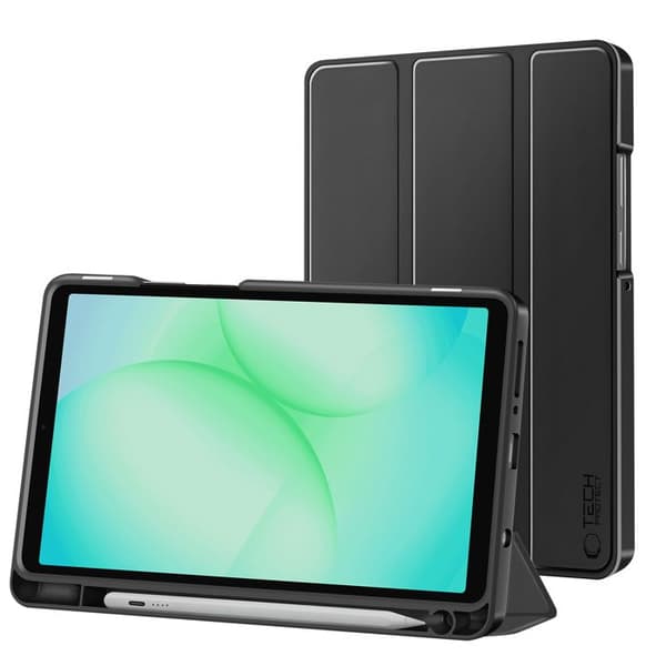 Klapskede til Galaxy Tab A11 med automatisk vækning, støtte og stylus-holder Tech Protect Sort Svart