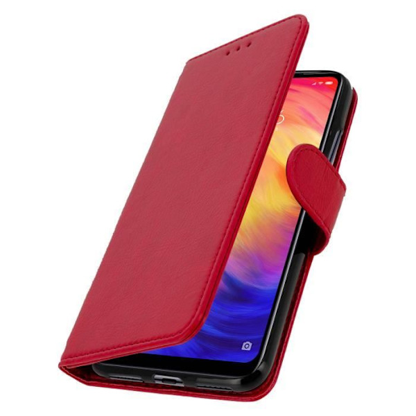 Lompakko - AVIZAR - Xiaomi Redmi Note 7 - Silikoni Geeli - Punainen - Videotuki Röd