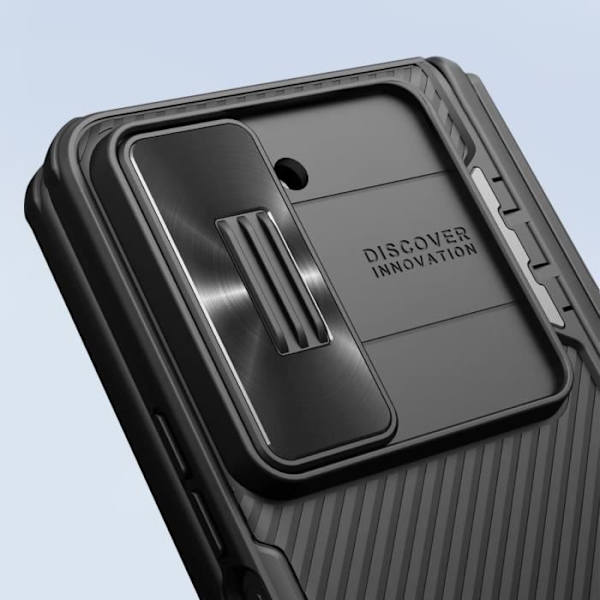 Coque - Nillkin - Galaxy Z Fold 5 - Kameraskydd - Inbyggd Ställning - Ribbat Design Svart