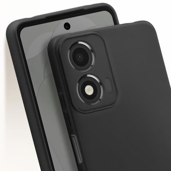 Coque til Motorola Moto E14 - Mate - Fleksibel - Sort - Kradsikker beskyttelse - Elegant design Svart