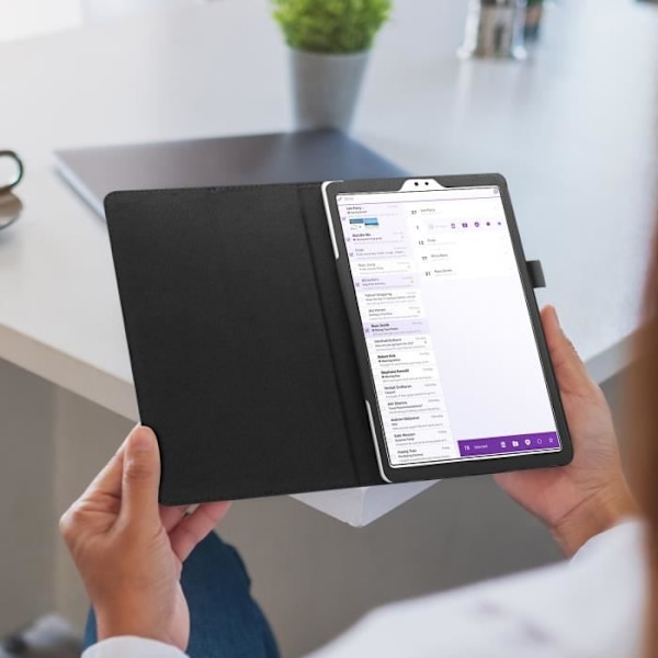 Housse - AVIZAR - Samsung Galaxy Tab A7 Lite - Øko-læder sort - Penneholder - Video-stativ Svart