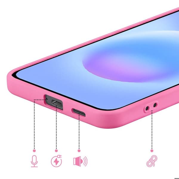 Silicone Soft-Touch-fodral för Galaxy A57 med foder av mikrofiber i fuchsia Ros