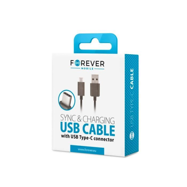 Forever USB-A til USB-C 1A 1M opladnings- og dataoverførselskabel Sort Svart