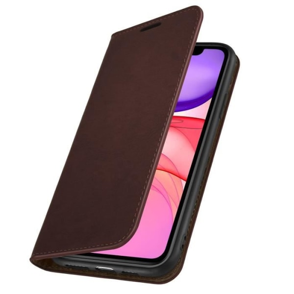 iPhone 11 Folio-etui Ægte læderkortholder Videostøtte mørkebrun