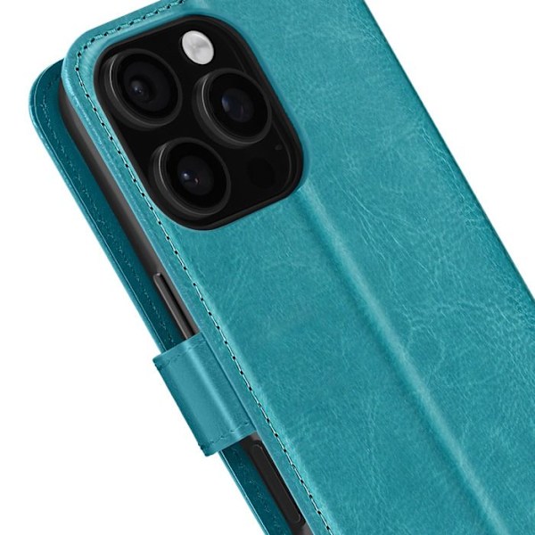 Étui til iPhone 16 Pro Max Tegnebog med Håndledsstrop Mayaxess Turkis Blå