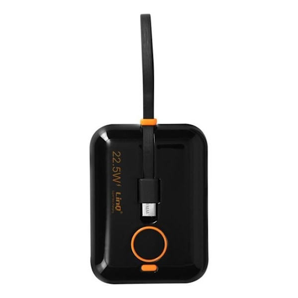 Powerbank 15000mAh USB-port 22,5W USB-C og Lightning-kabler LinQ LED-skærm Sort