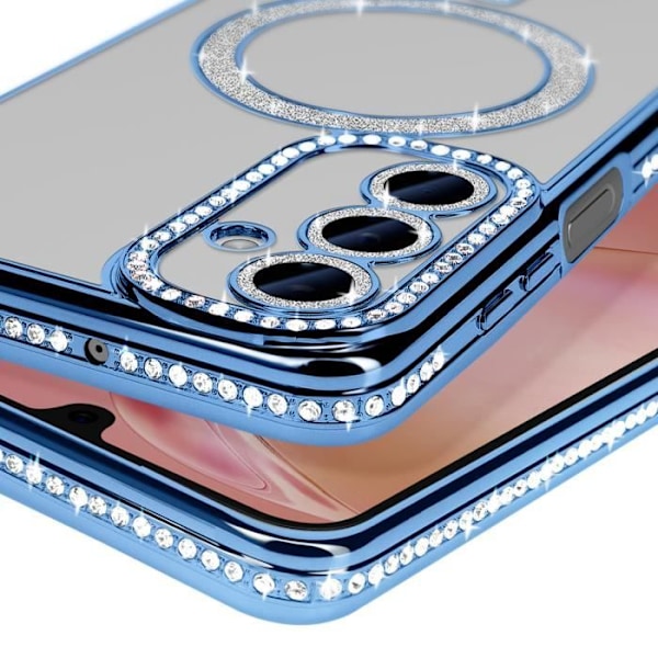 Coque Diamant för Samsung Galaxy A16 MagSafe Contour Strass Ljusblå Blå