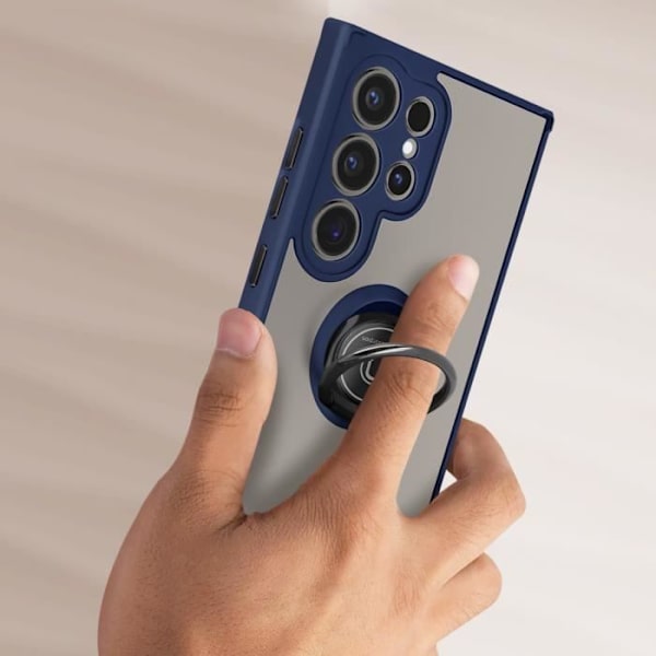 Taske til Samsung Galaxy S24 Ultra - AVIZAR - Metal Ring Stand Function - Midnight Blue Blå