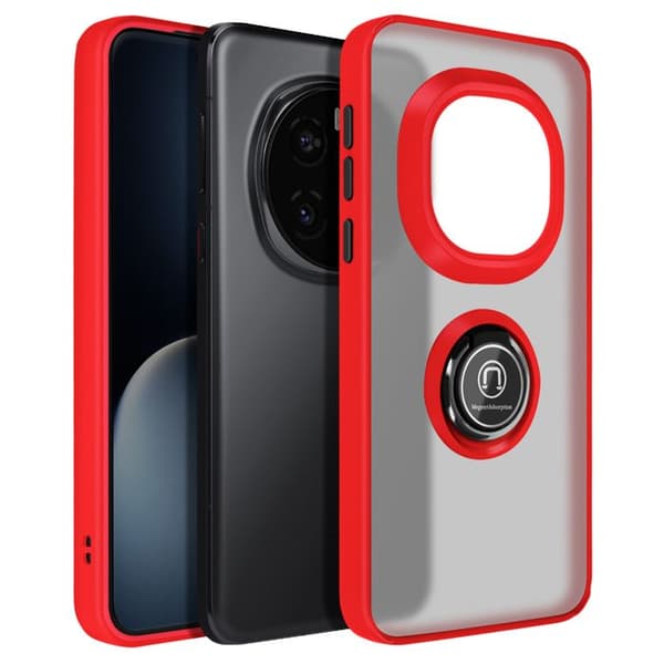 Cover til Honor Magic 7 Pro - AVIZAR - Rød - Stødabsorberende - Magnetisk Ring - Blød Röd