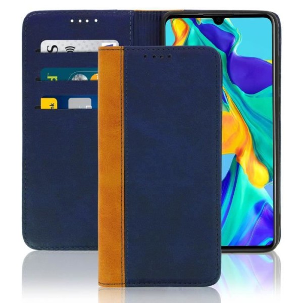 Plånboksfodral - AVIZAR - Huawei P30 - Ekologisk läder - Mörkblå - Videostöd Midnattsblå