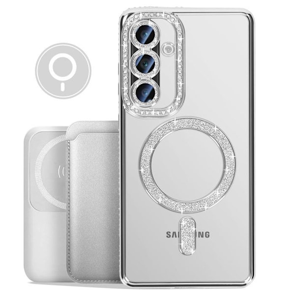 Coque Diamant til Samsung Galaxy A56 MagSafe Kontur Strass Sølv Grå