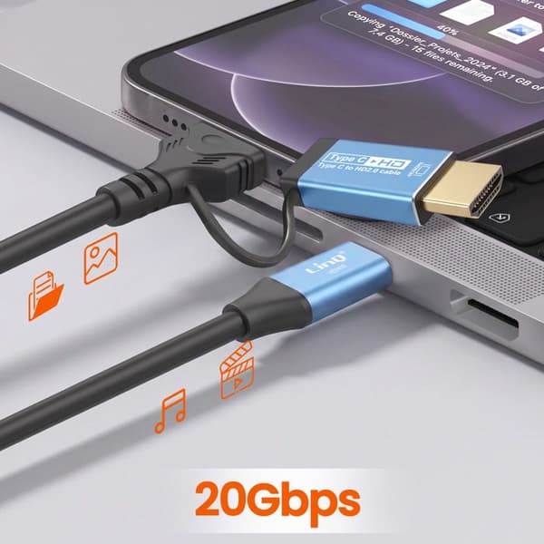 USB-C til HDMI 4K 60Hz 1.8m Skærmadapterkabel LinQ Sort