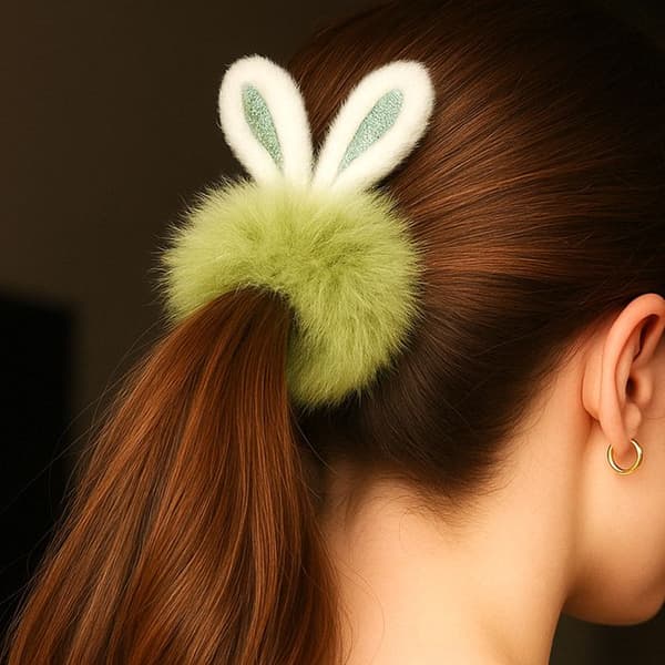 Chouchou - AVIZAR - Fluffy - Grøn - Kaninører - Unisex Grön