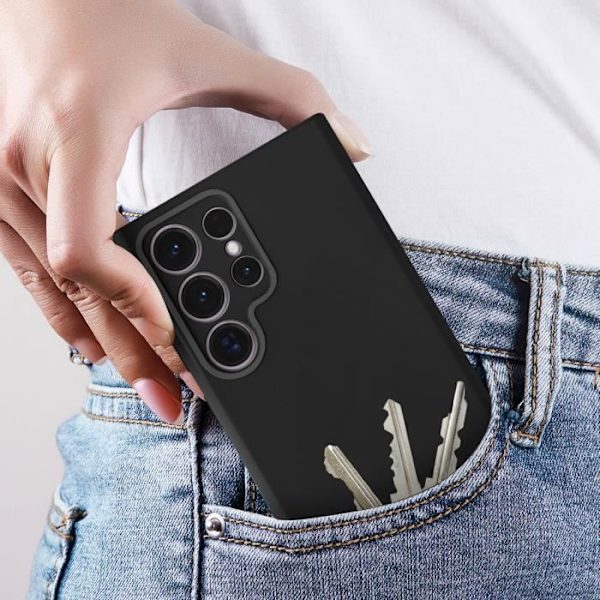 AVIZAR beskyttelsescover til Samsung Galaxy S24 Ultra - Semi-stiv - Sort - Blød finish Svart