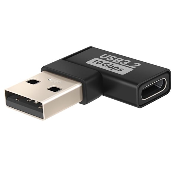 USB C till USB 3.2 hane Adapter Laddning Överföring 10Gbps Vinklad LinQ Svart
