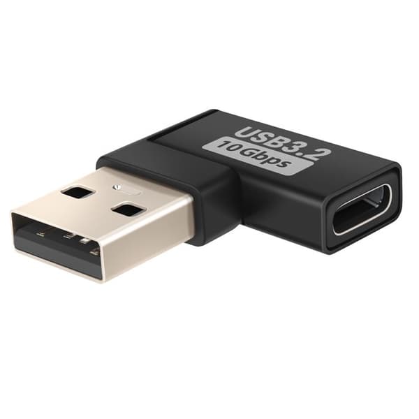 USB-C - USB-A - LINQ - Kulma - 10Gbps - Musta - Lataus ja Siirto